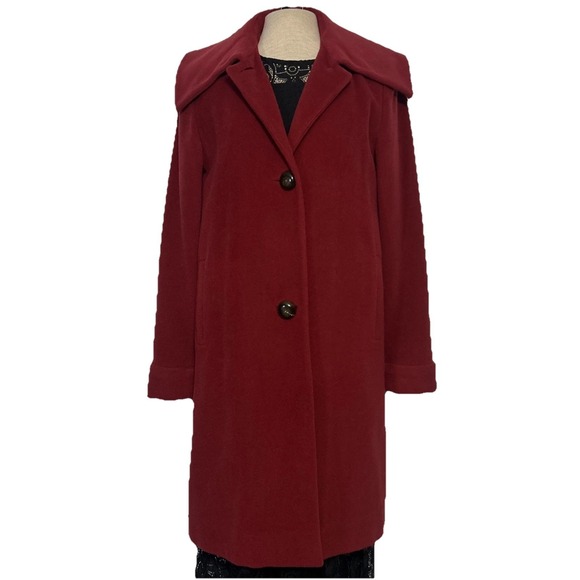 Cole Haan Jackets & Blazers - Cole Haan Angora Rabbit Hair Wool Blend Red Lined Long Coat Statement Luxury 8